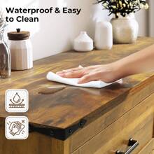 Dresser For Bedroom, Farmhouse Tall Dressers, Wood Rustic Chests Of Drawers, Storage Dressers Organizer For Bedroom, Living Room, Hallway, Entryway - 棕色 - 查看 3