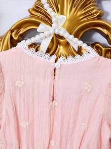 Young Girl' Adorable Embroidered Princess Dress Short Casual Dress, Wedding/Birthday Luxury Formal Dress - Pink - View 4