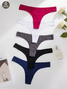 5 件/包舒适贴身女式丁字裤，柔软内衣适合运动和日常使用，多件装 S-XL 码，适合所有季节 - 彩色 - 查看 2