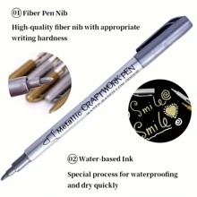 12Pcs Metallic Markers Set, Waterproof & Fade-Resistant Colored Paint Pens For Rock Painting, Crafts, DIY Photo Albums, Wood, Plastic, Ceramic, Glass, Metal, Stone, Fabric, Leather, And Paper