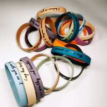 20 件装励志名言腕带 适用于男士和女士运动派对礼物硅胶手链励志名言橡胶腕带 - 彩色 - 查看 3