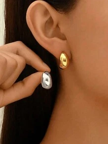 1pair Unique Beans Stud Earring Ladies Jewelry For Women 925 Sterling Silver Simple And Unique Fat Moon Earring Fine Jewelry Gift For Girl Daily Dating Decor For Sisters Friendship