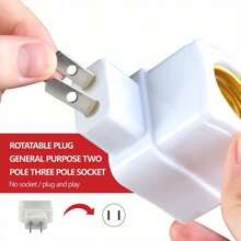 2/4 件 E26/E27 插座延长适配器带开关、插入式灯座、将插座转换为灯泡插座、2/3 插脚插座分配器转换为车库门廊摄像头