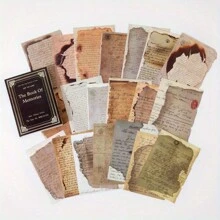 60 张复古风格废旧日记本剪贴簿套装：阁楼图书馆便笺簿，内含做旧纸质小册，可用于日记、手工制作和背景装饰文具、学校用品、返校
