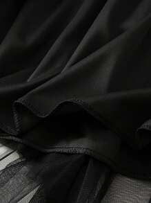 Women Mesh Skirt Elegant Long Skirt High Waist - màu đen - Xem 5