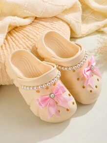 HOEASE 1 Paar Mädchen Mode leichte atmungsaktive Lässig Slip-On Gartenscuhe, weiche elastische EVA Laufsohle, geeignet für Innen- und Außenbereich, ganzjährig