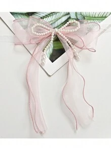 1pc/2pcs Pearl Bow Curtain Tiebacks, Pastoral Style Decorative Pearl Bow Pins