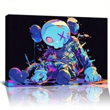 Framed-KAW Graffiti Art Canvas, Creative Personalized Poster, Street Style Wall Art, Suitable For Bedroom, Teen Room, Dining Room, Living Room, Office, And Other Wall Decorations