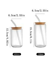 1 pieza Botella transparente con pajita de 400ml/550ml, taza de café de vidrio moderna para el hogar y la oficina