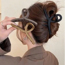 3pcs Women's Matte Finish Black & Brown Cross-Shaped Large Hair Clips For Daily Use, Styling, Bathing, Showering, Makeup, Clothing Accessories, Elegant And Versatile, Easy To Carry Casual
