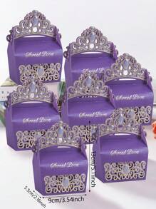 10pcs/Pack Elegant Crown Gift Boxes For Birthday Party, Holiday, Wedding Decoration & Favors