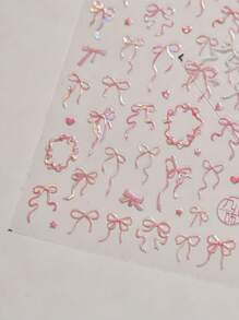 1 Tờ Hình Dán Móng Tay 5D, Màu Hồng, Trắng, Đen, Hình Nơ và Ruy Băng, Tự Dính, Trang Trí Móng Tay Nghệ Thuật - Nhiều màu - Xem 2