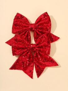 2/10个亮片丝带蝴蝶结发夹，闪亮啦啦队发夹，适合派对 - 彩色 - 查看 13