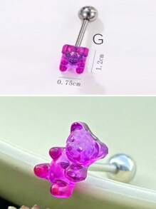 1 Stück Zunge Piercing Schmuck aus medizinischem hypoallergenen Titan-Stahl mit süßem Harz Rose, Pilz, Blumen und Schmetterling Design