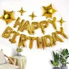 18pcs Multicolor HAPPY BIRTHDAY Letter With Star Balloon Set Birthday Party Decoration Balloons