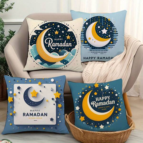 Set de 1 funda de respaldo para cama con 4 piezas y 1 pieza con diseños de luna, estrella y letra