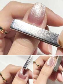 1 que nam châm 3D hình mắt mèo, nam châm hai đầu hình vuông, dụng cụ nam châm tự làm móng gel, dụng cụ làm đẹp chuyên nghiệp, dễ sử dụng, vật tư làm móng, dụng cụ làm móng, phụ kiện làm móng, thích hợp cho móng giả. - Bạc - Xem 3