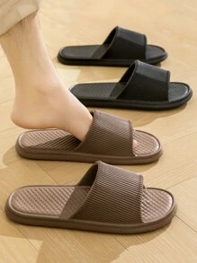 1 Pair Soft Sole EVA Slippers, Waterproof, Wear-Resistant, Breathable, Men's Thick Sole Summer Sandals, Indoor Couple Slippers, Bathroom Shower Sandals, Plastic Slides, Open-Toe Flip Flops, Casual Home Thick Sole Anti-Slip Slippers, Fashionable Outdoor Couple Slippers