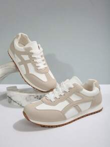 Zapatos deportivos casuales para mujer, zapatillas tipo tabla de surf de tela transpirable, versátiles para viajes, correr, actividades al aire libre, cómodos - Beis - Ver 2