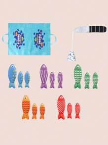 蒙特梭利幼儿玩具，适合1.5岁男孩女孩，复活节/生日礼物 - 多功能布艺钓鱼游戏，带叠叠杯，可进行数字计数、颜色分类、形状学习，派对礼品（颜色随机） - 彩色 - 查看 11