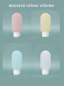 Reisset, knijpbaar ontwerp, draagbaar, lekvrij, herbruikbaar, navulbare cosmetische containers voor toiletartikelen, navulbare lotiondispensers, draagbare lotionfles, reisflessenset, lekvrije reisflessenset, navulbare lege containers voor de badkamer, reisformaat accessoires en shampoo-conditionerflessen met draagbare tas, reisbenodigdheden voor op reis, opslag voor make-uppompen, reisaccessoires, studentenhuisbenodigdheden, macaronkleurenpalet, badkamerdecoratie