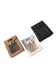 2 piezas de bolsas de regalo con ventanas transparentes, bolsas de regalo de papel kraft con asas, bolsas de regalo de papel pequeñas, bolsas de regalo transparentes pequeñas - Multicolor - Ver 3