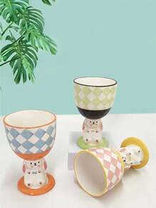 1 件兔子高脚杯，可爱手绘甜点杯，咖啡杯，情人节和新年礼物，节日礼物 - 彩色 - 查看 4