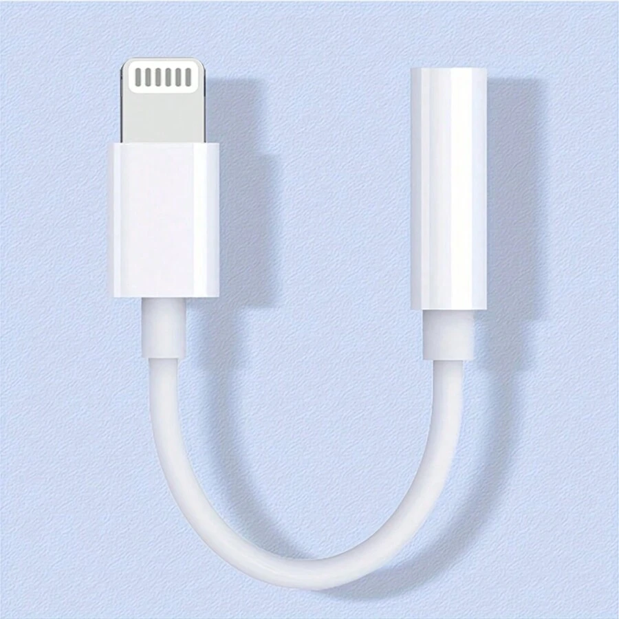 1-3 件 Lightning 转 3.5 毫米音频适配器转换器，兼容 iPhone 14/13/12/11 系列手机，Lightning 转耳机插孔音频适配器线 - 白色 - 查看 1
