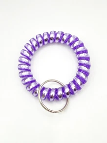 1PC/7PCS Wrist Keychain Plastic Spring Flexible Spiral Wrist Coil Stretchable Wrist Band Wristlet Keychain Bracelet Wrist Coil Car Accessories Bag Charm - Multicolor - View 13