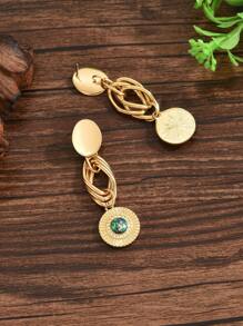 2pcs Fashionable Bohemian Fringe Round Natural Red Coral, Golden Seashell, Resin Faux Seashell Inlaid, Exaggerated Minimalist Vintage Style Women Earrings. The Metal Hoop May Become Deformed During Transportation, Please Adjust It In The Opposite Direction, As It Is Asymmetrical And Does Not Affect The Appearance.