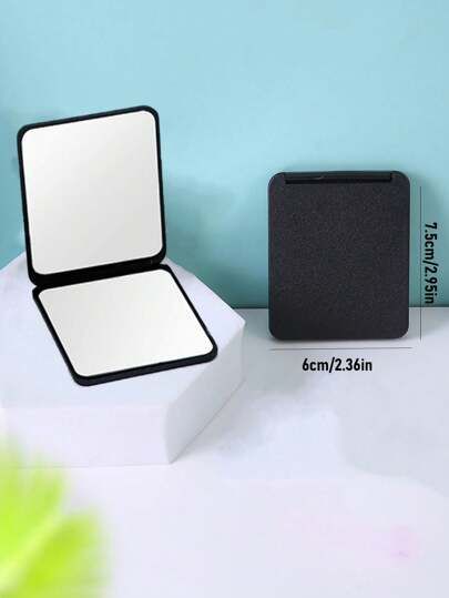 Custom 26 Letter Double Sided Folding Makeup Mirror, Small Square Compact Portable Pocket Students, Girls, Women, Travel view 2