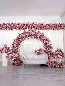 1 件 7.7 英尺花环，人造玫瑰藤花，带绿叶，可悬挂于房间、周年纪念、婚礼、生日、圣诞节墙壁拱门装饰，春季粉色花朵 - 彩色 - 查看 9