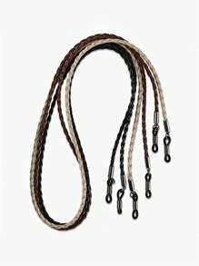 3pcs Elegant Eyeglass Lanyards, Sunglasses Chains, PU Leather Braided, Sport Strap (Beige, Black, Brown), Ideal Gift Choice - Multicolor - View 2