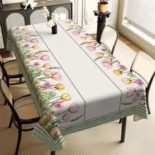 1/20件装复活节春季主题桌布，复活节彩蛋和花朵图案，可机洗，适合节日聚会、厨房、餐厅装饰、复活节装饰、复活节礼物 - 彩色 - 查看 1
