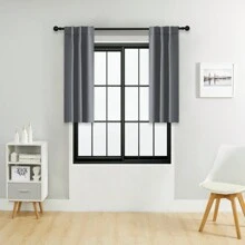 1 件或 2 件尺寸选项 支撑式窗帘 / 杆袋式窗帘板 / 可使用夹子 / 遮光窗帘，纯色隔热遮光窗帘，适用于客厅、办公室、卧室，适用于各种空间 - 深灰色 - 查看 44