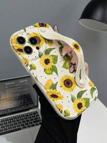 Ốp lưng điện thoại hình hoa 1 chiếc có dây đeo cổ tay thời trang in hình hoa hướng dương dày và chống sốc có chân đế bảo vệ điện thoại, tương thích với Apple và Series - Nhiều màu - Xem 4