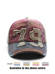 1 件刺绣 79 拼布水洗棒球帽，户外可调节防晒休闲帽，适合春季、秋季旅行、海滩、Y2K 风格年轻帽子