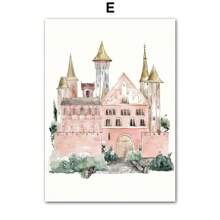 1 pieza Pintura en lienzo de arte de pared con unicornio en un columpio de flores acuarela, castillo, pósteres e impresiones, decoración de pared sin marco