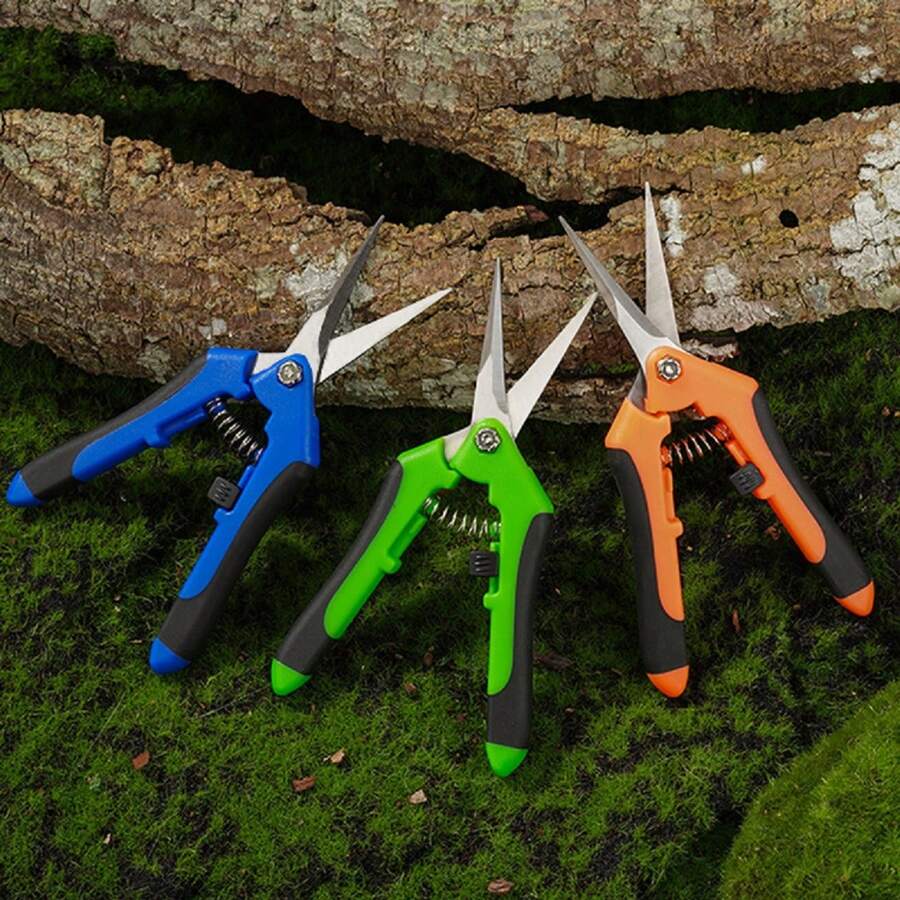 1pc Stainless Steel & Plastic Handle Home Improvement & Gardening Pruning Tool Manual Pruning Shears, Garden Shears, Hydroponics Shears, Spring-Loaded Pruning Shears, Fruit Picking Shears, Grape Pruning Shears, Flower Pruning Shears, Pepper Picking Shears, Floral Shears