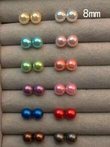 24pcs/Set Faux Pearl Stud Earrings, Simple And Fashionable Everyday Accessory For Women