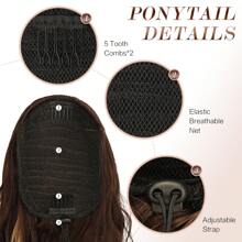 FESHFEN Extensiones de cabello de cola de caballo larga con lazo para tirar, cabello sintético rizado largo ondulado, Clip natural en postizo, cabello trenzado para mujeres, 65cm