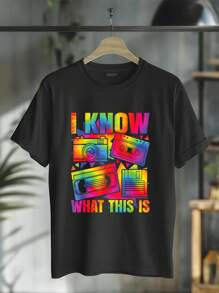 I Know What This Is 80s 90s Party Outfit Men Women T-Shirt Round Neck Short Sleeve T-Shirt Women's Men Graphic Tee - Black - View 1