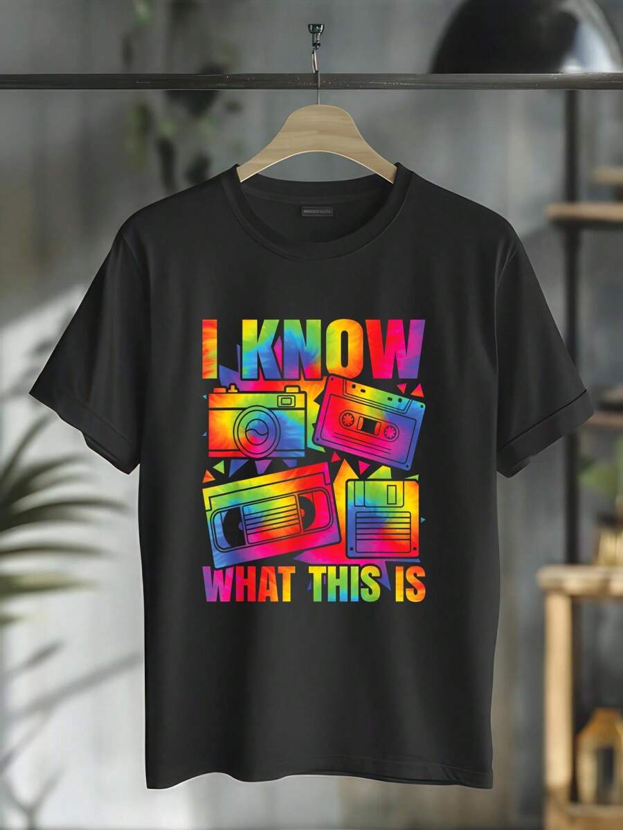 I Know What This Is 80s 90s Party Outfit Men Women T-Shirt Round Neck Short Sleeve T-Shirt Women's Men Graphic Tee - Black - View 1