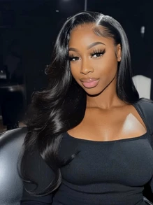 HD Transparent Lace Frontal Wig Body Wave 13X6 Lace Front Wig 250% Density Human Hair Wigs Pre Plucked - Natural Black - Xem 5