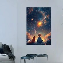 Galaxy Night Canvas Art, Modern Style Poster, Suitable For Home, Office, And Cafe Wall Decor