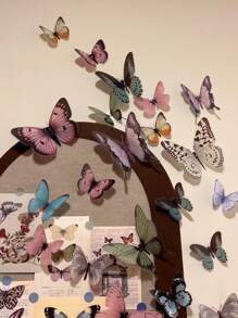 36件/套彩色3D PVC蝴蝶装饰贴纸，适用于包装、装饰、自拍、直播背景、DIY悬挂装饰珠宝。适用于卧室、客厅、家居、餐厅、酒店、婚礼、节日礼物的墙面装饰、生日毕业贴纸、个性化贴纸、学校装饰、惊喜宿舍装饰、返校装饰