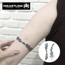 INKARTLINK Sketch Floral Temporary Tattoos, Lasting 1-2 Weeks, Magic Tattoos, Realistic Fake Tattoos - Black - View 3