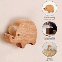 实木墙钩壁挂衣钩星月云朵卡通挂钩（送打孔和免钻两种安装配件） - 彩色 - 查看 3