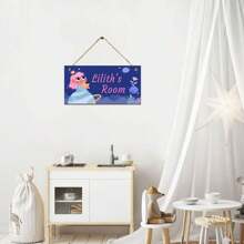 1Pc No Lanyard Cute Cartoon Princess Customized Name Wall Hanging Sign For Home Art Decor Personalized Art Plaque Bedroom Decor,A Gift For A Girl