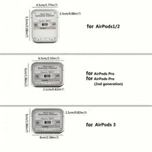 1 件复古盒式设计保护壳兼容 AirPods 1/2/4，简约白色适用于新款 AirPods 3、AirPods Pro 2 无线耳机 - 銀灰色 - 查看 4